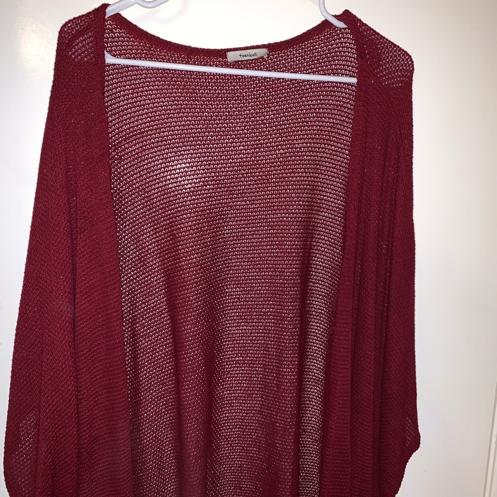 Oversized Burgundy Cardigan